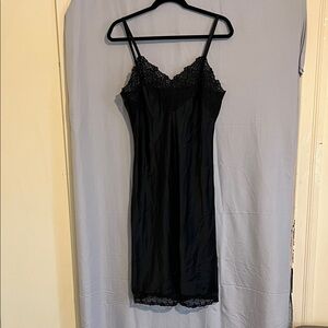 Vintage Wacoal Black Lace Trim Chemise